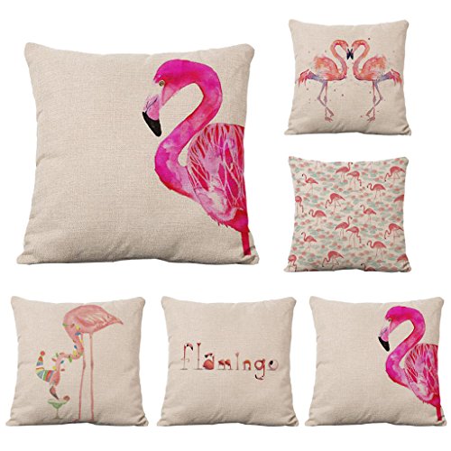 Baumwoll Leinen Wurf Kissenbezug Sofa Haus Dekor Flamingo Form – 01, 44 * 44 - 3