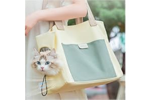 LUTAKU Bolsa de transporte para gatos, bolsa de transporte de lona para mascotas, bolsa portátil para perros pequeños y gatos, bolsa de hombro plegable multicolor (amarillo claro)