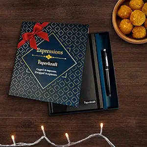 Paperkraft Expressions Gift Pack (Roller Ball Pen + A5 Hardbound Notebook)|Premium Metal Body Pen & Elegantly Designed Notebook| Ideal Gift Choice for your loved ones