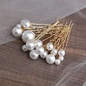 ASG 9 Pack Wedding Hairstyle Design Tools Pearl Hair Stick Pearl Hair Pins U Shape Hair Clip Hair Accessories for Girls