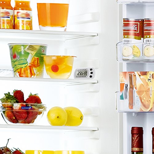 Digital Kühlschrank Thermometer,Glamouric Gefrierschrankthermometer Kühlschrank LCD Digital thermometer für Tiefkühltruhe Gefrierschrank Kühl Temperatur Monitor Wasserdicht mit Haken Weiß - 6