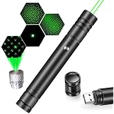 USB &Ouml;ğretim El Feneri Taşınabilir Uzun Mesafe Yeşil Işıklı El Feneri Şarj Edilebilir K&uuml;&ccedil;&uuml;k Fener S&uuml;per Parlak Dış Mekan Kamp&ccedil;
