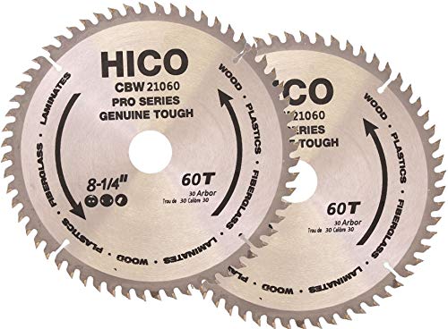 Preisvergleich Produktbild 2er-Pack HICO Sägeblatt für Kreissägen 210mm 60 Zähne Wechselzahn Hartmetall