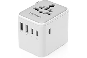 TESSAN Universal Adapter, Worldwide Travel Plug Adaptor with 2 USB A and 3 USB C Ports, International Travel Adapter for EU, UK, USA, AU, Power Socket Charger for Multi Countries