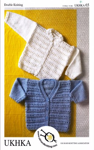 Baby Double Knitting DK Pattern - Childrens Ridge Stitch Long Sleeved Cardigans (UKHKA 65)