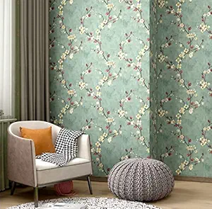 ANNA CREATIONS Wall Stickers Peel and Stick Waterproof DIY Wallpaper Self Adhesive Decals Living Room Hall Bedroom Decoration Polyvinyl Chloride Vinyl PVC Wallpaper (45.72 x 304.8 cm) (Floral Vintage)