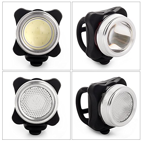 Agapo Wiederaufladbare LED Fahrradlampe Set COB Frontlicht und Rücklicht 450lm - 2