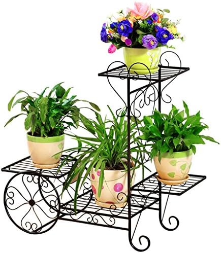 QHD European-style Iron Flower Racks Multi-storey Flower Pots Balcony Living Room Ground Flower Shelf Indoor And Outdoor Flower-bed ( Color : Black , Size : 56.5*59.5cm )