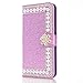 Produktbild Magnetverschluss Bookstyle für Huawei Y6 2019 /Honor 8A,Diamond Sparkle Funkeln Bling Glitter Glitzer Ledertasche Stand Funktion Kartenfach Slim Klassisch Modisch Flip Wallet Hülle