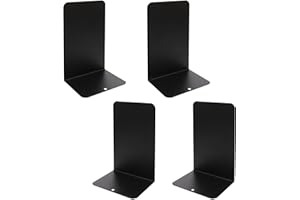 SENENQU 4 Pack 8 inch Heavy Duty Anti-Skid Book Ends, L Shape Metal Bookends for Shelves, Decorative Book Stand Holder for Home School Library - Black