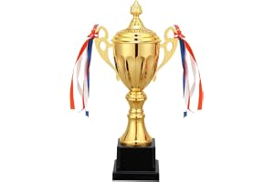Tiamu fotbollskopp barn, pokal i guld, sporttrofé anpassningsbar, prissatt trofé med gravyr, presenttrofé för sport och fester tävlingspartier 29 cm