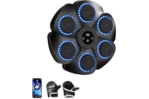 CARZIYER Macchina da boxe musicale Bluetooth intelligente - bersaglio da parete con luci RGB, contatore automatico, 9 modalità di ritmo, guanti da boxe inclusi, adatti per sport domestici e allenamento