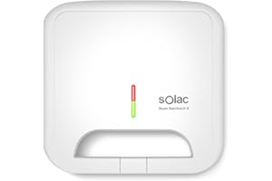 Solac - Sandwichera Buon Sandwich II | Para 2 Sandwiches | 750W | Placas Cuadradas | Antiadherente | Fácil de Limpiar | Compacta y Rápida | Tostado Uniforme | Luz de funcionamiento | Blanco