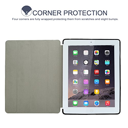 Hülle für iPad 2 / iPad 3 / iPad 4 CICMOD® Smartcover Case Tasche Schutzhülle Etui Auto Aufwachen/Schlaf Funktion mit Multi Ständer und Anti-Stoß weiche TPU Rückseite (Schwarz) - 2