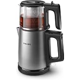 Otomatik Sıcak Tutma, 0.9L Cam Demlik, 1900W G&uuml;&ccedil;, Paslanmaz &Ccedil;elik Demlik, 1.8L Geniş Kapasiteli Dayanıklı Inox Taban (HD7350/