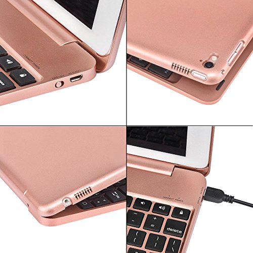 iPad Air 2/Pro 9.7 Bluetooth Tastatur Hülle, Collen Bluetooth Keyboard Case mit Auto Sleep / Wake Funktion, Deutsches Tastaturlayout (Rose Gold) - 8