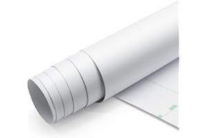 SEONTA Furniture Film Self-Adhesive Film White Matt 61 x 500 cm Thickened Film for Furniture Kitchen Wall Chest of Drawers Cabinet Table Waterproof Vinyl Furniture Film