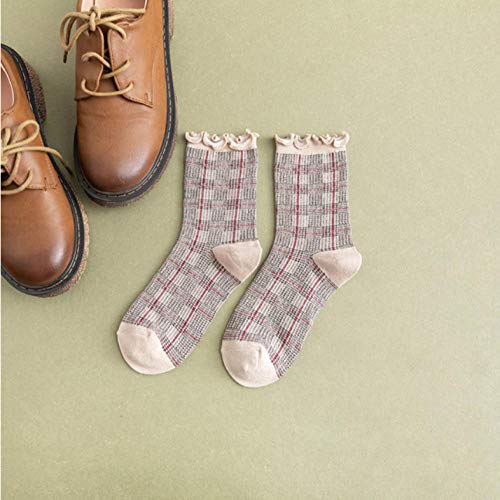 Kllomm Automne et Hiver tas de Chaussettes en Coton Tube Dentelle Bord lâche 3 Paires Cadeau de fête Chaussettes en Coton