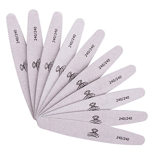 MAKARTT 10pcs/pack Zebra Nail Files Washable Double Sided Emery Board 240/240 Grit Nail Buffering Files