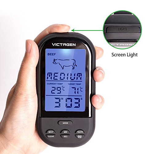 Victagen intelligentes wireless Fernbedienung Fleisch Thermometer, Outdoor tragbares elektronisches Thermometer für Essen Kochen&Grill, Backen Thermometer mit Countdown Küchenzeituhr - 5