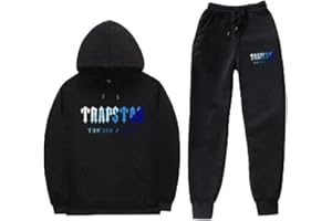 Generico NOFS Tracksuit Uomo Tuta Sportiva,Hip Hop Fleece Tracksuit TUTA Uomo,Lettere Stampa Tuta Sportiva Felpe con Cappuccio Larghe e Pantaloni in 2 Pezzi Tuta per Il Tempo Libero Streetwear