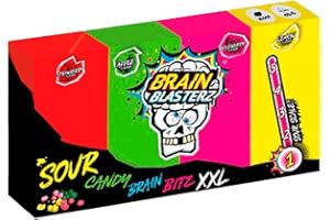 GÉNÉRIQUE Brain Blasterz Brain Bitz XXL - 144gr de Bonbons Ultra acidulé - Fraise Framboise Pomme Citron - 007
