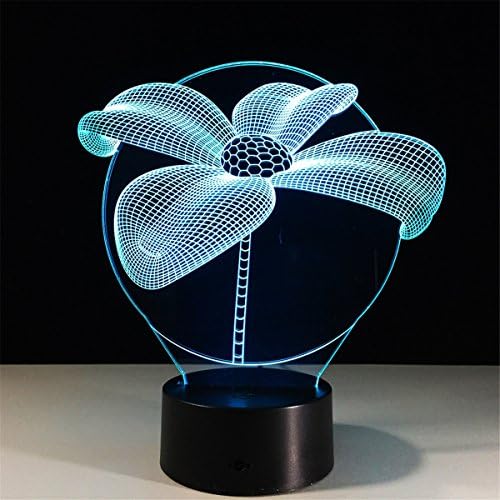 Creative USB Power Flower 3D Remote Control ILLusion Night Light Stunning Visual Colors Changing Table Desk Optical Lamp Bedroom Children Room Decorative Household Nightlight Toy Holiday Gifts
