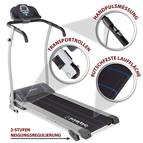 Kinetic Sports Laufband, Leiser 1100 W Elektromotor, mit Trainingscomputer, 2 Getränkehalter, Zusammenklappbar - 5