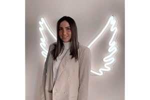 CACUINA Señal de neón con alas de ángel, gran LED de neón para decoración de pared, funciona con USB, muestra decorativa para bar, bar, bar, bar, bar, bar, garaje, decoración del hogar, fiesta (luz blanca)