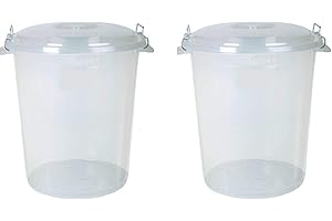 S&MC GARDENWARE 2 x Small 50 Litre CLEAR/TRANSPARENT Plastic Bin Kitchen/Food Storage/Container/Rubbish/Waste/Animal Feed Storage