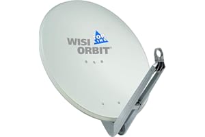 WISI Orbit Topline Satelliten Offset-Antenne OA85G in Lichtgrau – 85cm Reflektor aus Aluminium mit 40mm LNB-Halterung, Feedarm und Mastschellen – Komplette Sat Antenne mit Montagezubehör