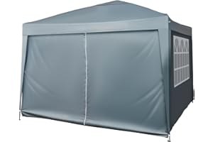 Yaangagpe Heavy Duty Pop Up Gazebo 3m x 3m, Waterproof Gazebo with Sides - Outdoor Garden Shelter & Party Tent, Camping Shelter with Carry Bag