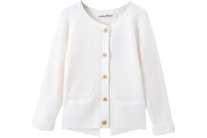 SMILING PINKER Cárdigan de punto suave y cálido para niñas pequeñas con bolsillos