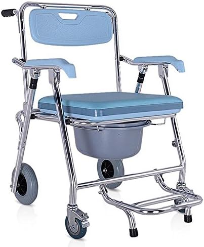 Hmhope Removable Folding Commode Chair With Wheel Side-Flip Pedal Board Aluminum Alloy Portable Elderly Pregnant Women