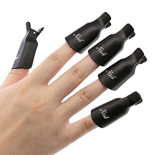 Yidarton 10 Stück Kunststoff Nagel Kunst tränken weg Cap Clip UV Gel Polish Remover Wrap Werkzeug