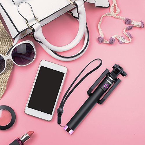 Mpow iSnap Pro X - Palo Selfie Bluetooth Monopod Extensible Remoto Port  til Antideslizante Universal para Selfie con Obturador Integrado y Correa para iPhone8  iPhone7  iPhone7 Plus iPhone 6Plus 6s 5 4S 4  iPad 3 2  mini iPad  Color rosa