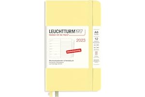LEUCHTTURM1917 365682 kalendarz tygodniowy i notatnik Pocket (A6) na rok 2023, 12 miesięcy, wanilia, niemiecki