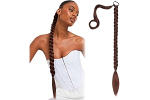 BIVBWQU Lunga Estensione Coda di Cavallo, 60 cm Lunga Coda di Cavallo Intrecciata con Cravatta Coda Capelli Lunghi Sintetico Ponytail Extension-A