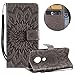 Produktbild Gurt Brieftasche für Moto G7/G7 Plus,Grau Handyhülle für Moto G7/G7 Plus,Moiky Ziemlich Schöne Mandala Sonnenblume Geprägt Klappbar Kartenfächer Stoßdämpfende Ledertasche mit Stand