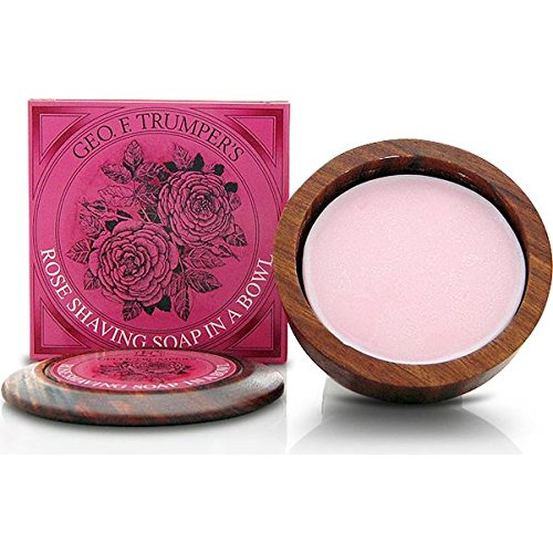 Geo F Trumper Wooden Shaving Bowl with Rose Shaving Soap Refill