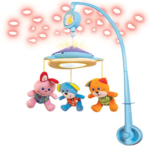 Cot mobile with mirror, lights and music