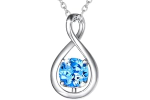 FANCIME Srebro Wysokiej Próby 925 Styczniowy Kamień Urodzenia Naszyjnik z Granatem Nieskończoności z Pięknym Pudełkiem na Biżuterię na Boże Narodzenie Urodziny Walentynki Prezent dla Kobiet Dziewcząt, 40 + 5 cm