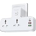 OLIGE Power Adapter Multi Plug Extension with 20W USB-C PD Fast Charge Port Type-C, 2 USB QC3.0 Smart Power, 2 Universal Outlets Power Extender Socket, UK 3-Pin Adaptor with Light for Home, Office