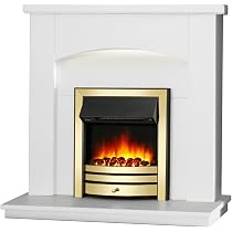 Endeavour Fires New Cayton Electric 42Fireplace Suite, fitted with Brass  Trim and Fret, 220/240Vac 1u00262kW with 7 day Programmable Remote Control  Heater in off white MDF Surround : Amazon.co.uk: DIY u0026 Tools