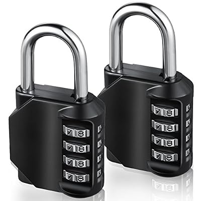 Diyife [2 Paquet] 4-Digit Cadenas à combinaison, E2Buy® Serrure Combinée, Métal étanche et Fermoir Combiné en acier plaqué pour l'école, Casier sportif et sport, étui, Boîte à outils, Clôture, Armoires et Entreposage - Noir