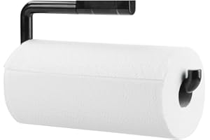 mDesign Soporte para rollo de papel de cocina - Portarrollos colgante - Práctico Dispensador de rollos para cocina para fijar a la pared - Color: negro - Material: plástico
