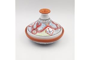 YODECO Tajine, einzeln, marokkanisch, ausgestellt, Rot – Durchmesser 22 cm