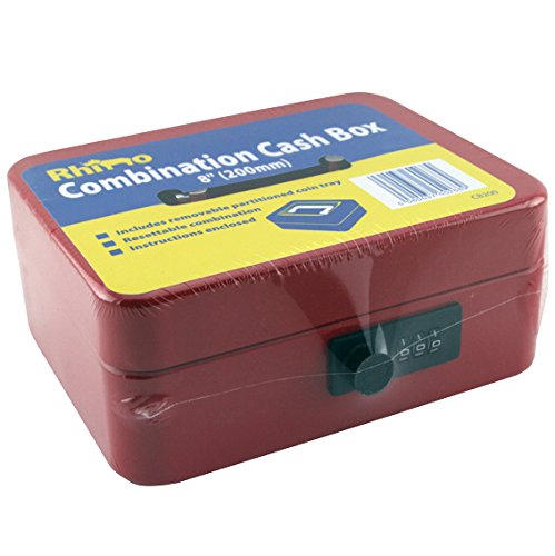 20,3 cm Geldkassette mit Zahlenschloss und herausnehmbarer 5 Abschnitt Münzeinsatz, ROT - 5