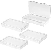 4 Pieces Rectangular Transparent Plastic Storage Boxes | 14.5 &times; 8.8 &times; 3 cm Small Plastic Boxes with Hinged Lid for Beads, Pil