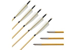 SHARROW Archery Wooden Arrows 31" Handmade Wooden Shaft Target Arrows Fletching 5" Turkey Feathers Metal Broadheads for Recurve Bow Longbow